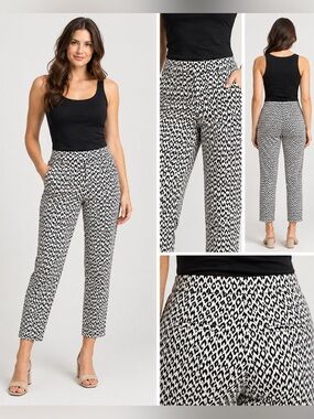 Willi Smith Black White Geometric Ankle Pants Size 4